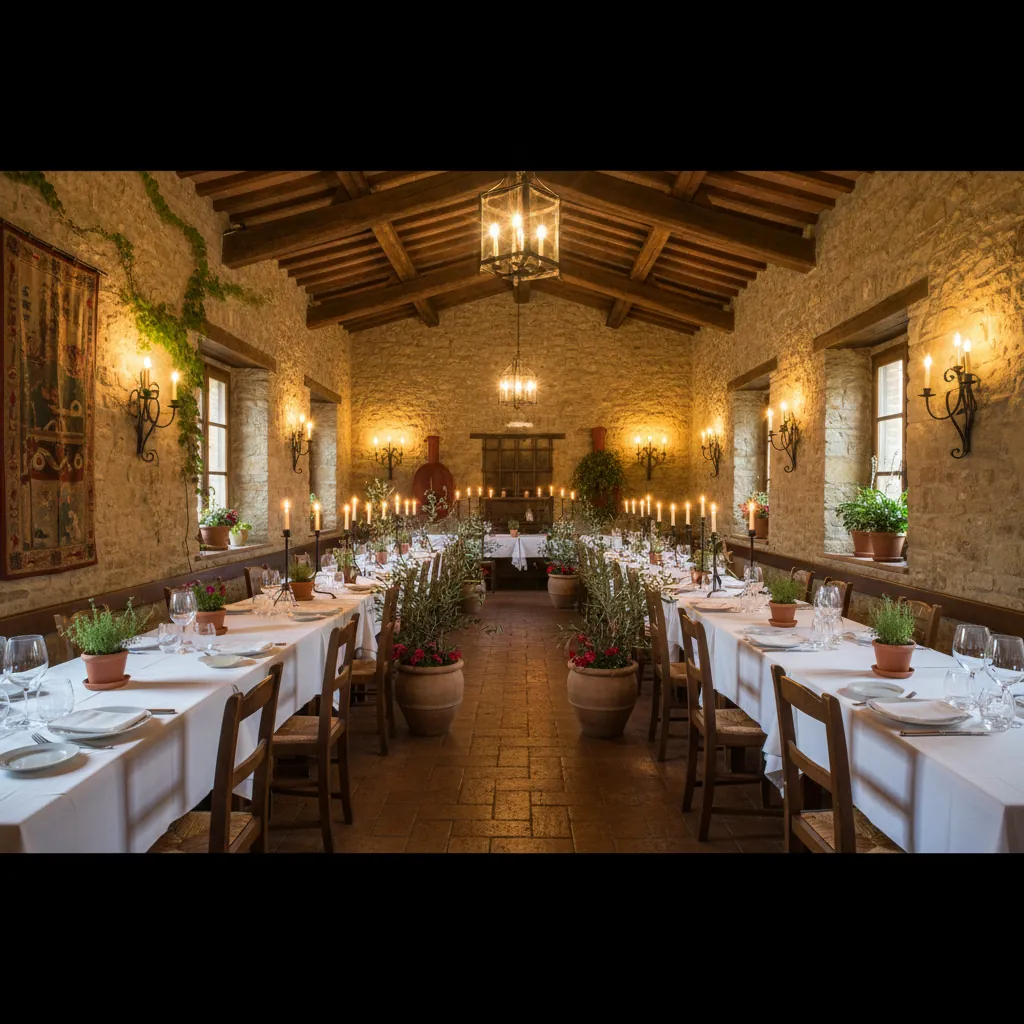 Sfeervolle avond in het restaurant van Fattoria Naturale
