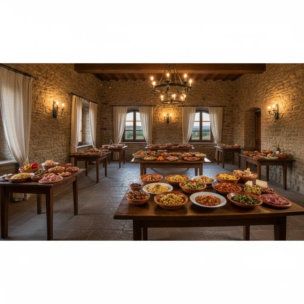 Sfeervolle zaal van het restaurant van Fattoria Naturale